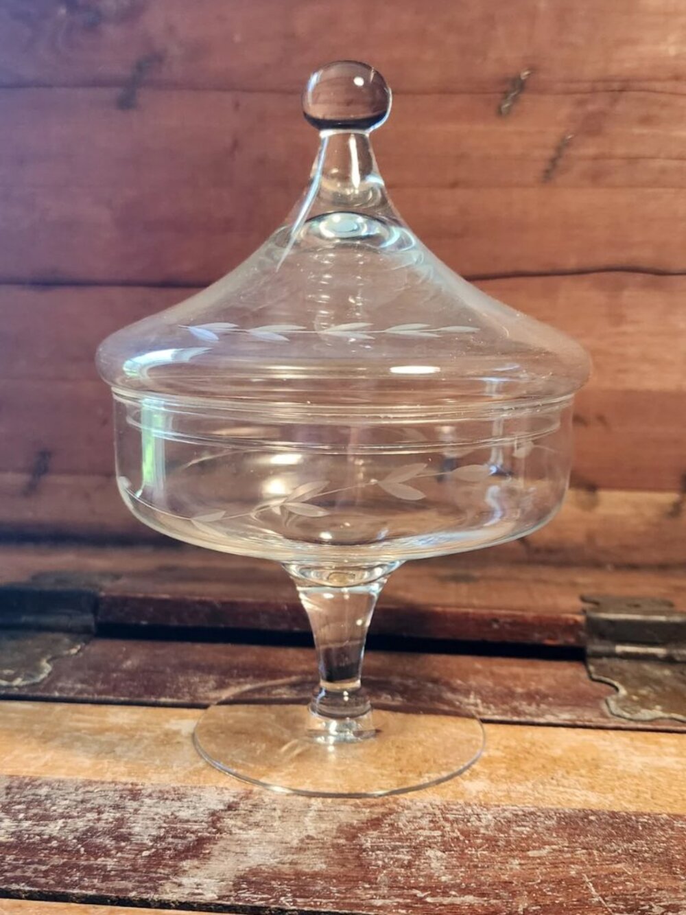 Apothecary Jar Vintage Princess House Fine Crystal Heritage Compote & Lid